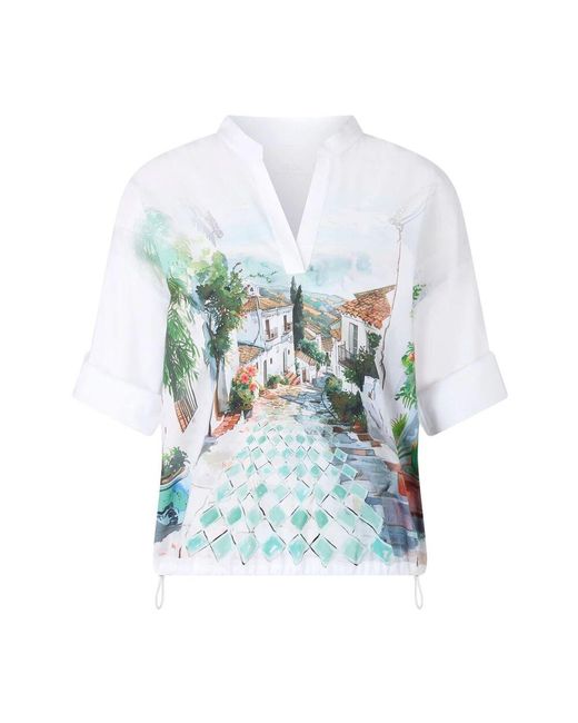 Marc Cain Blue Oversized blusenshirt mit print
