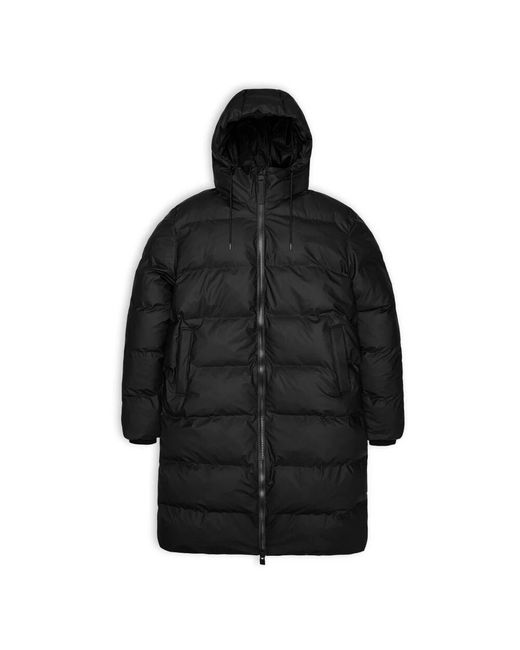 Rains Black Lange pufferjacke