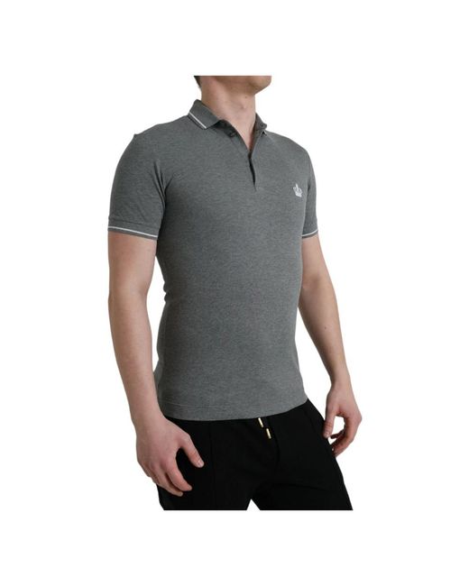 Dolce & Gabbana Gray Polo Shirts for men