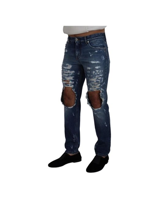 Dolce & Gabbana Blue Straight Fit Jeans for men