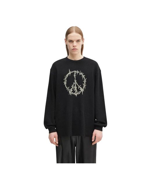 Aries Peace Press Gothic Waffle Ls Tee in het Black