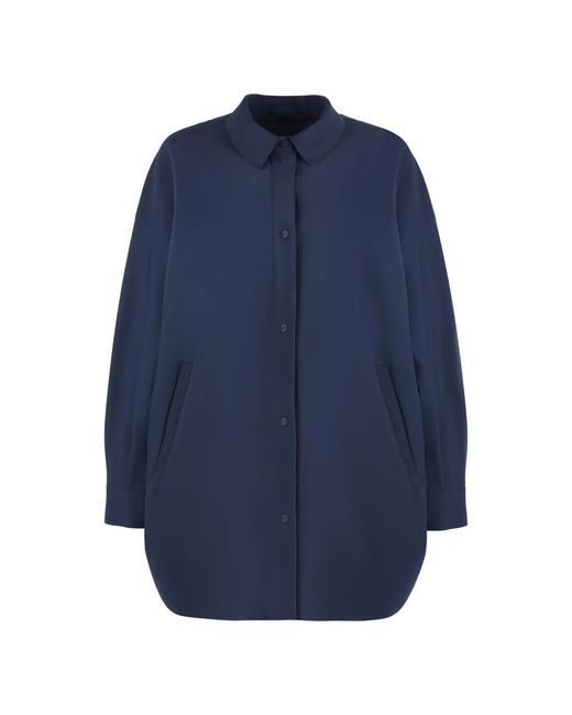 Herno Jassen ,Blauw ,Overshirt Van Technische Stof Met Zakken in het Blue