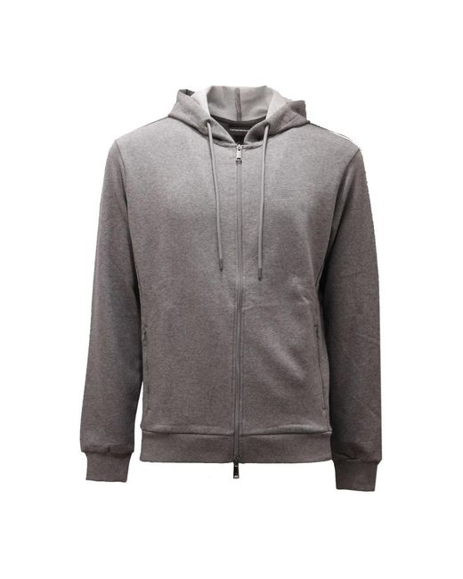 Armani Hoodies & Sweatvesten ,Grijs ,Full Zip Grijs Melange Sweatshirt in het Gray voor heren