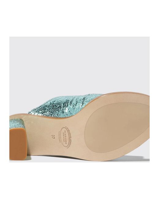 Scarosso Blue Heeled Mules