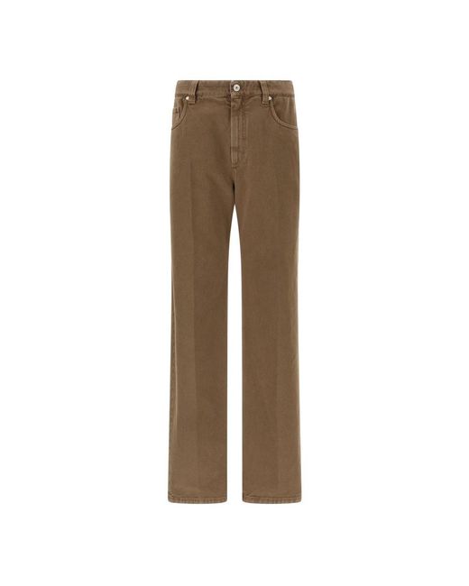 Brunello Cucinelli Jeans ,Denim Geverfde Denim Broek in het Brown