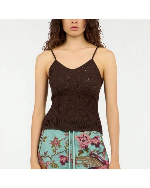 Roberto Cavalli Brown Sleeveless Tops