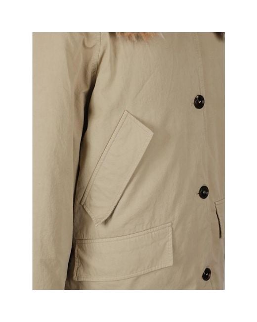Prada Piumino Cotton Down Jacket in het Natural