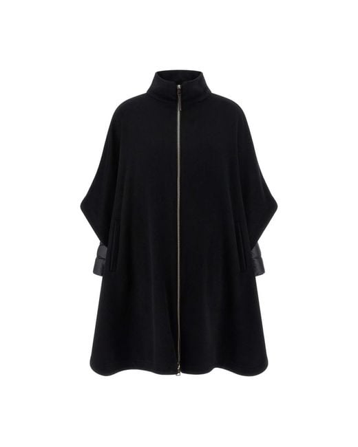 Herno Jassen ,Zwart ,Wol High Neck Zipped Coat in het Black