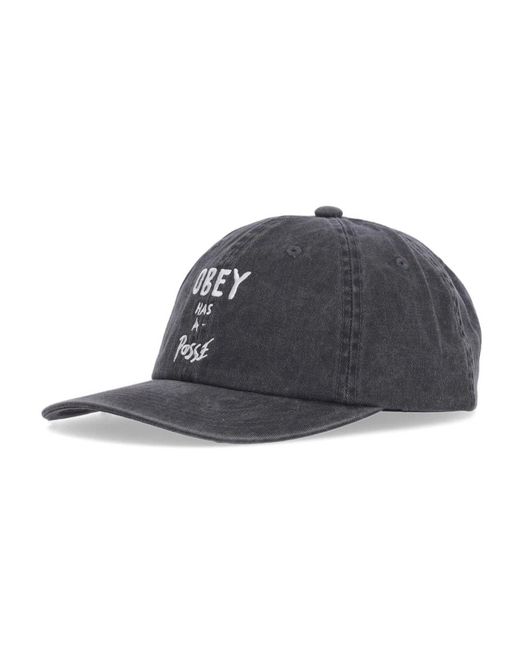 Obey Accessoires ,Zwart ,Katoen Gebogen Klep Zwarte Katoenen Pet in het Black