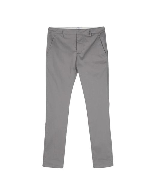 Pantaloni grigi in cotone taglio dritto di Dondup in Gray da Uomo