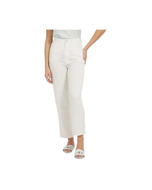 Guess White Straight Trousers