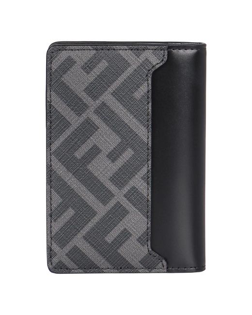 Fendi Accessoires ,Zwart ,Katoen Geruit Motief Leren Kaarthouder in het Black voor heren
