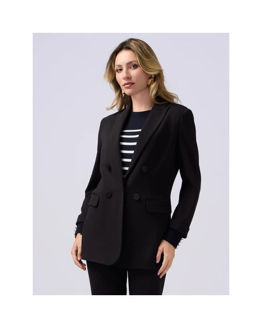 Oltre Jassen ,Zwart ,Leer Blazer Met Double-Breasted Effect in het Black