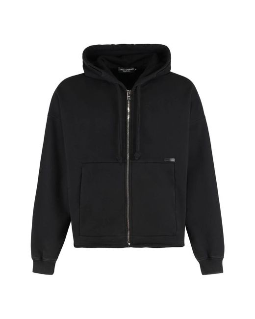 Dolce & Gabbana Hoodies & Sweatvesten ,Zwart ,Katoen Hoodie Met Ritssluiting in het Black voor heren