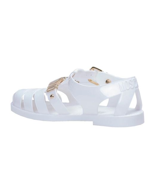 Moschino White Flat Sandals