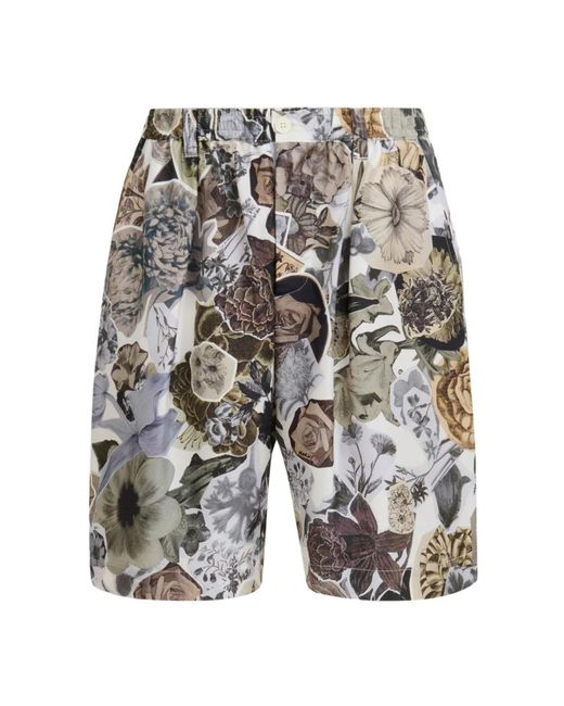Habotai silk drawstring shorts with nocturnal print di Marni in Gray da Uomo
