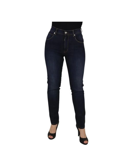 Jeans denim skinny a vita alta in cotone blu di Dolce & Gabbana in Blue
