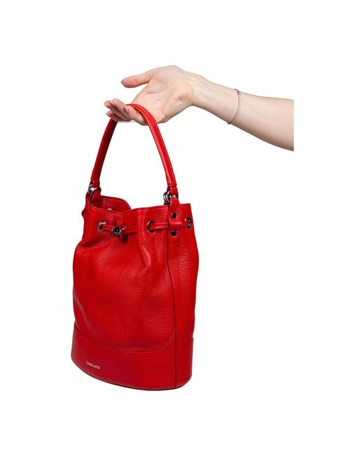 Zanellato Red Rote leder-eimer-tasche drehverschluss