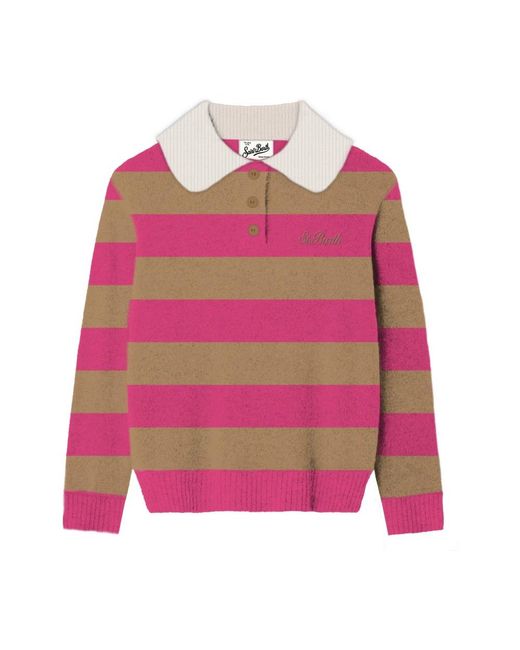 Mc2 Saint Barth Pink Round-Neck Knitwear