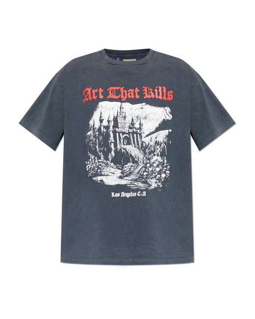 GALLERY DEPT. Tops ,Grijs ,Katoen T-Shirt Met Print in het Blue voor heren