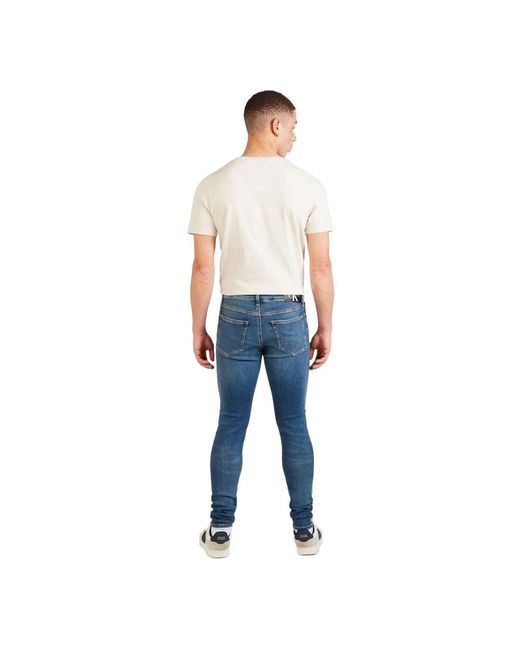 Calvin Klein Blaue jeans mit reißverschluss/knopf und taschen in Blue für Herren