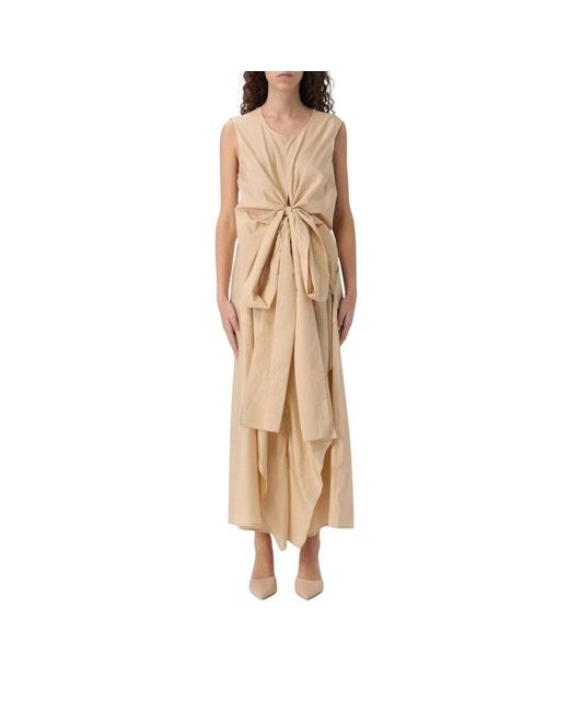 Fabiana Filippi Natural Elegant Bow Detail Midi Dress