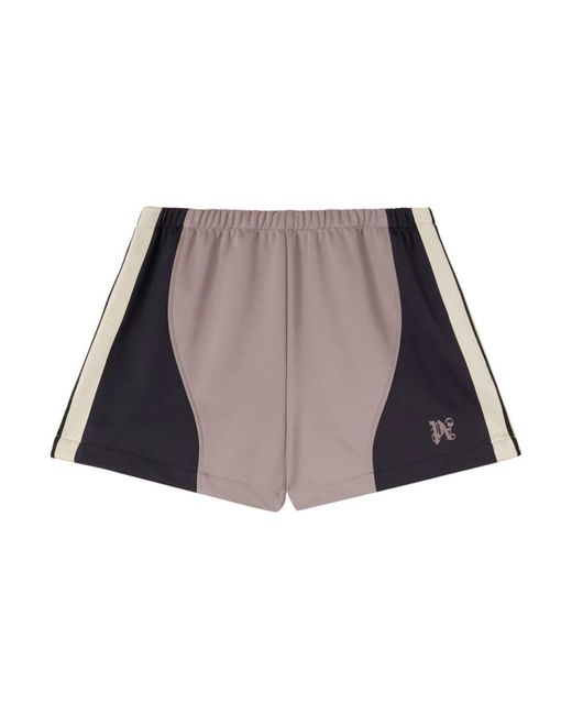 Shorts in jersey a blocchi di colore con striscia laterale di Palm Angels in Brown