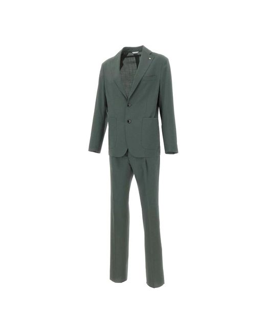 Manuel Ritz Green Single Breasted Suits for men