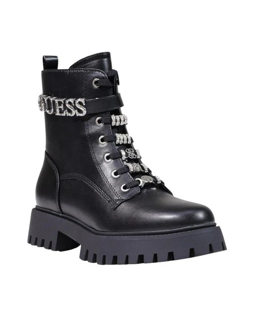 Guess Black Lace-Up Boots