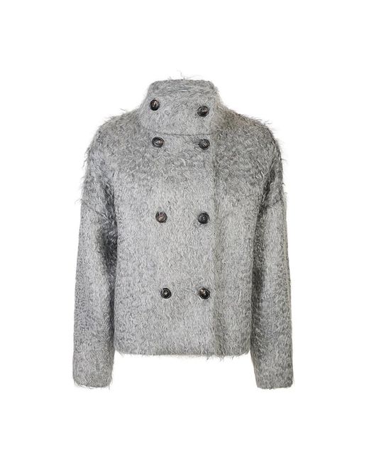 Eleventy Gray Faux Fur & Shearling Jackets