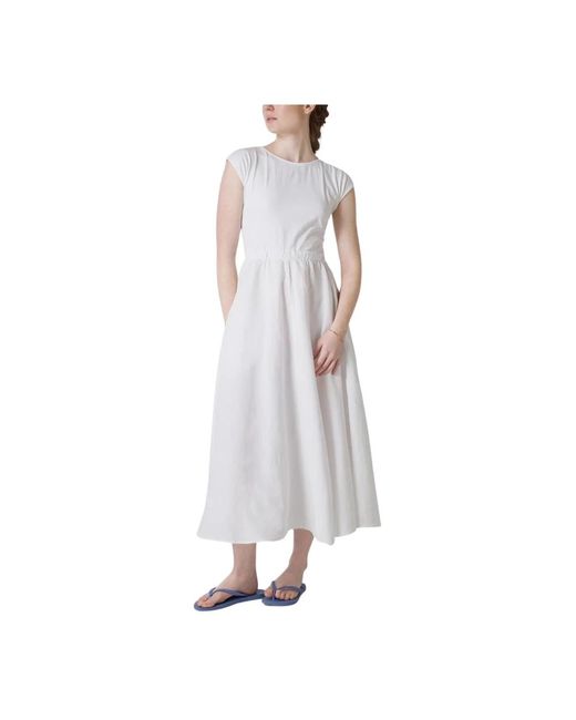 Vestido de algodón orgánico y lino Deha de color White