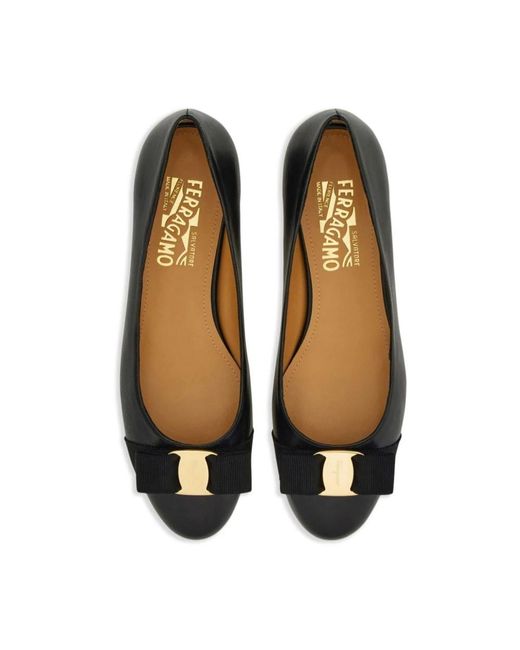 Ferragamo Black Ballerina Shoes