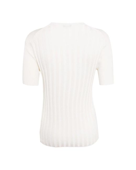 Joseph Tops ,Wit ,Satijn Satijnen Ribgebreide T-Shirt Met Korte Mouwen in het White