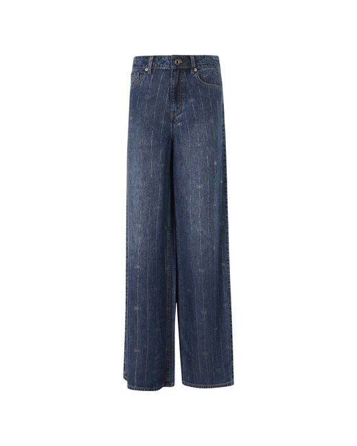 Self-Portrait Jeans ,Blauw ,Katoen Jeans Met Strass-Strepen in het Blue