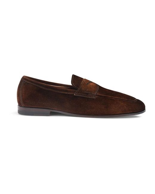 Santoni Herren-Wildleder-Carlo-Slipper in Brown für Herren