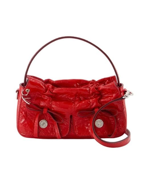 Acne Red Rote Gesteppte Leder Umhängetasche