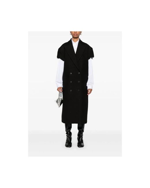 Abrigo Negro De Lana Con Doble Botonadura, Mujer, Talla Niccolò Pasqualetti de color Black