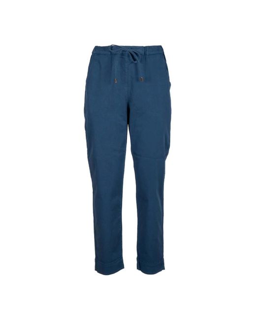 Pantalones de algodón elástico azul terrain Max Mara de color Blue