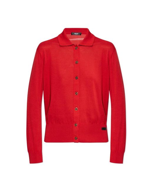 Versace Truien & Vesten ,Rood ,Katoen Logo Cardigan in het Red