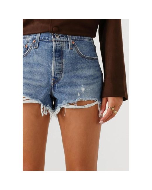 Levi's Korte Broeken ,Blauw ,Katoen 501 Original Short Oxnard Athens Mid in het Blue