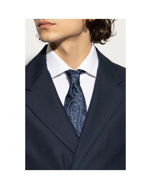 Etro Accessoires ,Blauw ,Leer Gestreepte Stropdas in het Blue voor heren