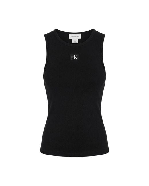 Calvin Klein Black Sleeveless Tops