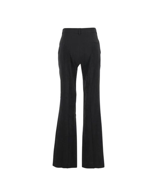 Wide Trousers Tela de color Black