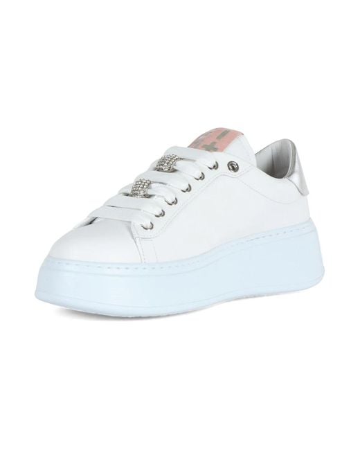GIO+ White Leder sneakers mit schmetterlingsdetail +