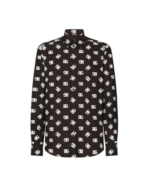 Dolce & Gabbana Logo print baumwollhemd in Black für Herren