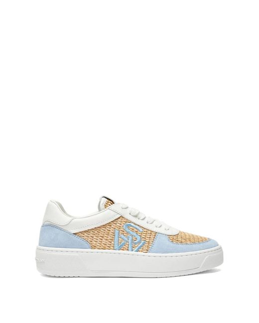Stuart Weitzman Schoenen ,Veelkleurig ,Suède Sw Courtside Logo Sneaker in het Blue