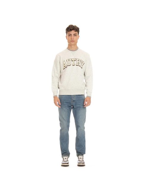 Autry Hoodies & Sweatvesten ,Grijs ,Katoen Grijze Trui Met Contrastdetails in het White voor heren