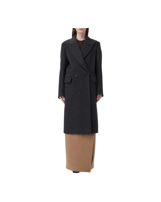 Max Mara Black Grauer Wollmantel Für Frauen