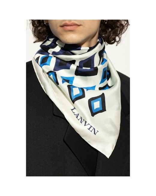 Lanvin Blue Silk Scarves for men