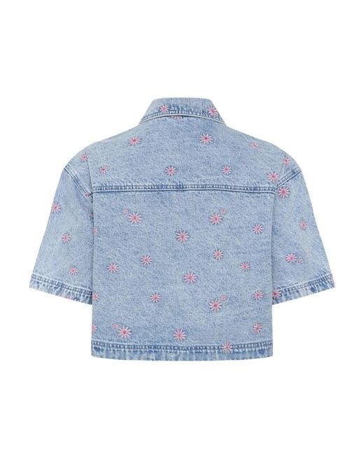 Denim Shirts Kaffe de color Blue